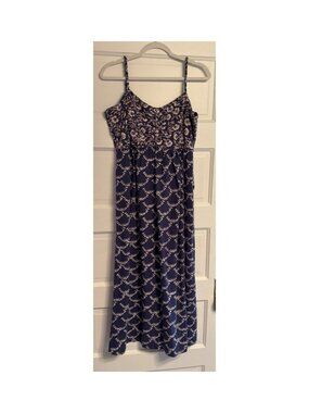 Mirth. Deep Blue, Gray, and White Spaghetti Strap, Tie-Back Dress. Size L.